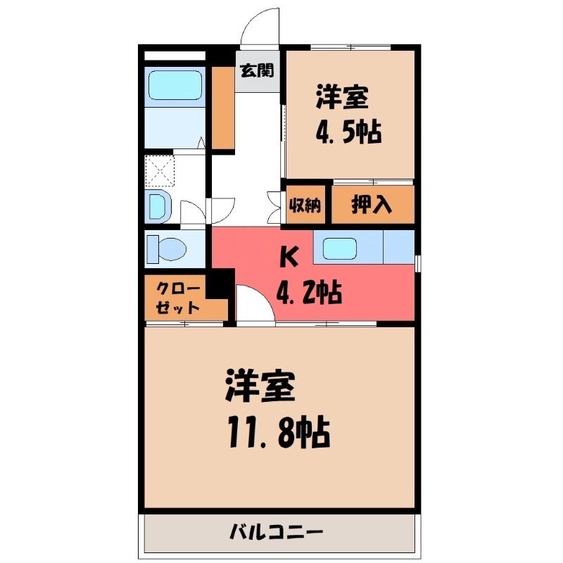 群馬県前橋市大友町１ 新前橋駅 2K マンション 賃貸物件詳細