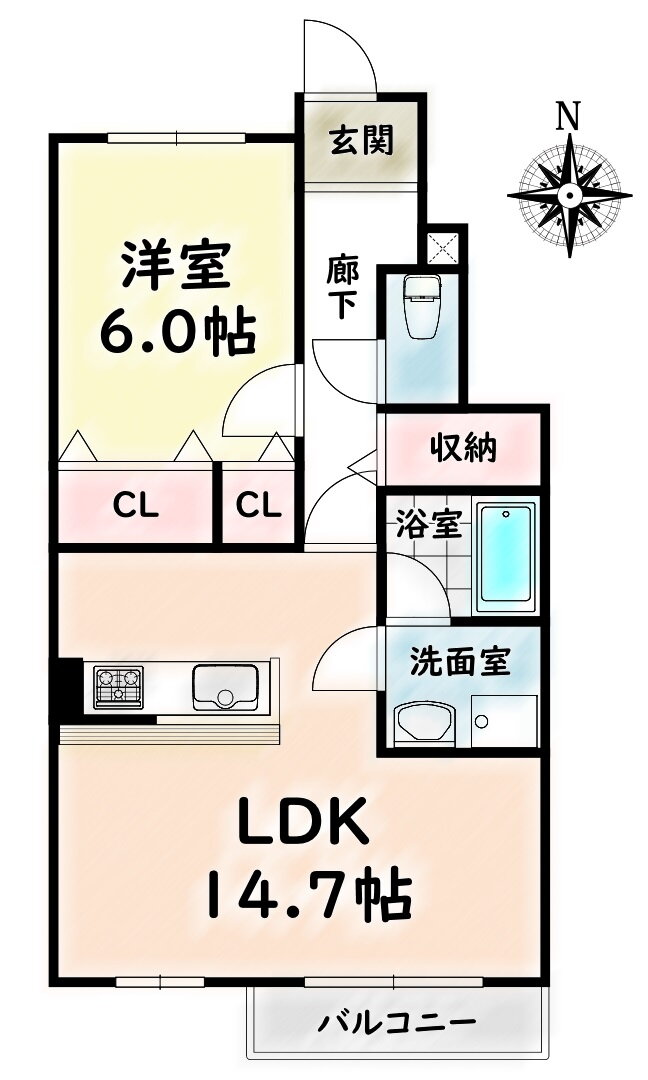 リマーレ道徳 1階 1LDK 賃貸物件詳細