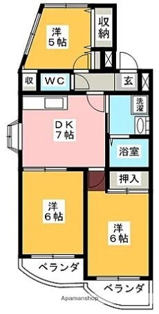 サンキャッスルＩＩ 3階 3DK 賃貸物件詳細