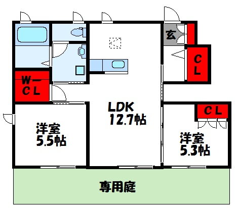 福岡県福津市福間南１ 福間駅 2LDK アパート 賃貸物件詳細