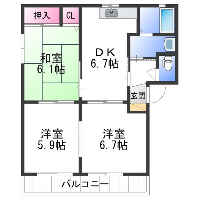 和歌山県和歌山市北出島 田中口駅 3DK アパート 賃貸物件詳細