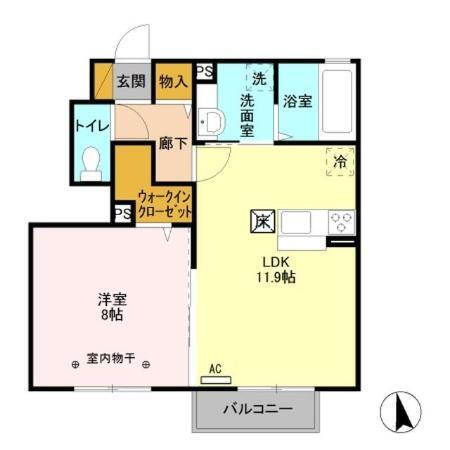 栃木県宇都宮市下荒針町 鶴田駅 1LDK アパート 賃貸物件詳細