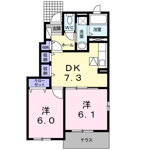 カーサフィオーレＩ 1階 2DK 賃貸物件詳細