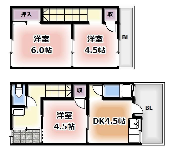 大阪府四條畷市大字清瀧 忍ケ丘駅 2LDK 一戸建て 賃貸物件詳細