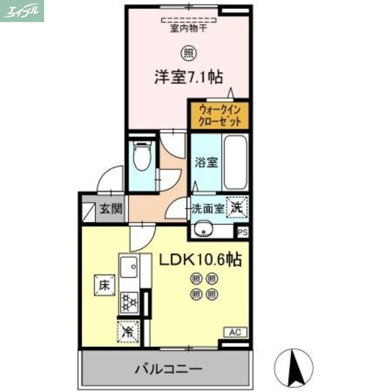 モン　サン　ブルー 2階 1LDK 賃貸物件詳細