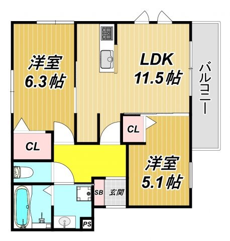 兵庫県尼崎市田能３ 猪名寺駅 2LDK マンション 賃貸物件詳細