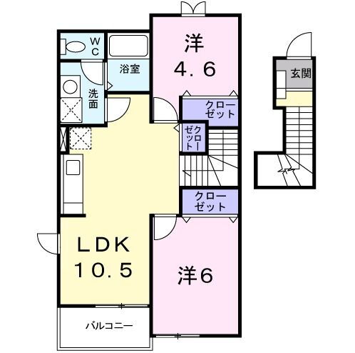 ネオメイト２１　Ａ 2階 2LDK 賃貸物件詳細