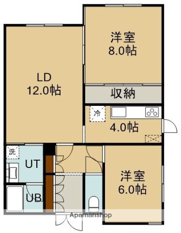 北海道函館市富岡町２ 2LDK アパート 賃貸物件詳細