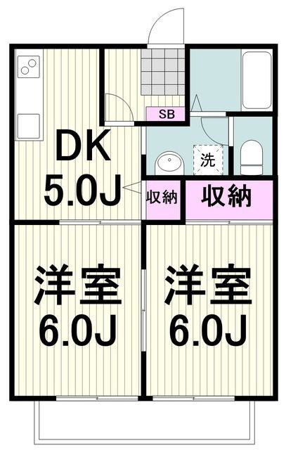 ディアオールＩ 2階 2DK 賃貸物件詳細