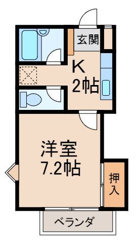 グリーンフルＫ 2階 1K 賃貸物件詳細