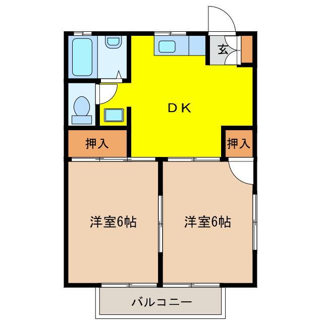 横田ハイツ 2階 2DK 賃貸物件詳細
