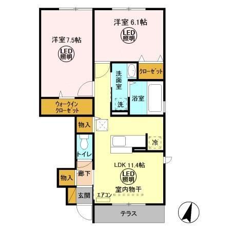 マーブル　Ａ 1階 2LDK 賃貸物件詳細