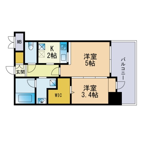 エンクレスト舞鶴２ 4階 2K 賃貸物件詳細