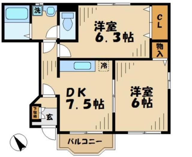 東京都多摩市乞田 京王永山駅 2DK アパート 賃貸物件詳細