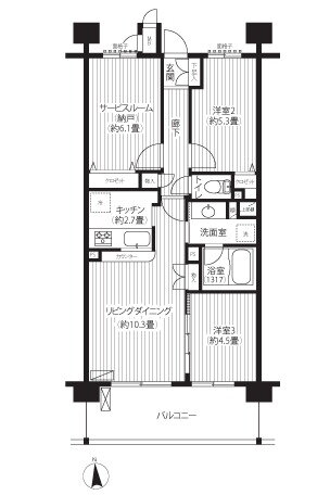 神奈川県横浜市港北区樽町１ 綱島駅 2SLDK マンション 賃貸物件詳細