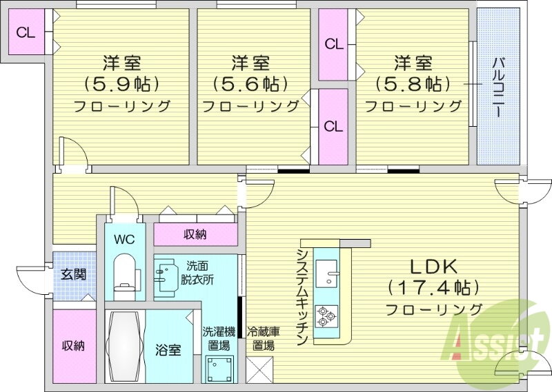 北海道札幌市中央区南六条東２ 豊水すすきの駅 3LDK マンション 賃貸物件詳細