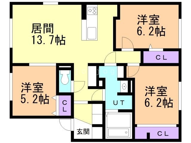 北海道北広島市青葉町４ 北広島駅 3LDK アパート 賃貸物件詳細