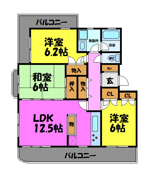 夙川パークハイツ 2階 3LDK 賃貸物件詳細