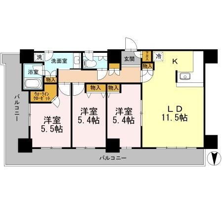 カスタリアタワー長堀橋 27階 3LDK 賃貸物件詳細