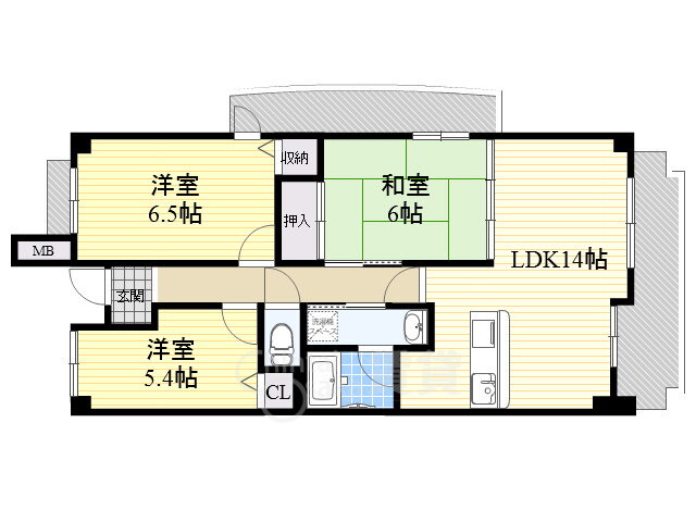 和マンション 2階 3LDK 賃貸物件詳細