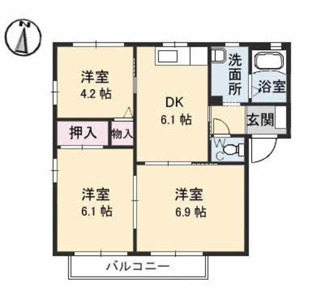 岡山県倉敷市玉島長尾 新倉敷駅 3DK アパート 賃貸物件詳細