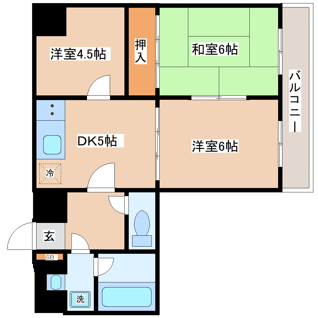 ボヌールＩ 4階 3DK 賃貸物件詳細