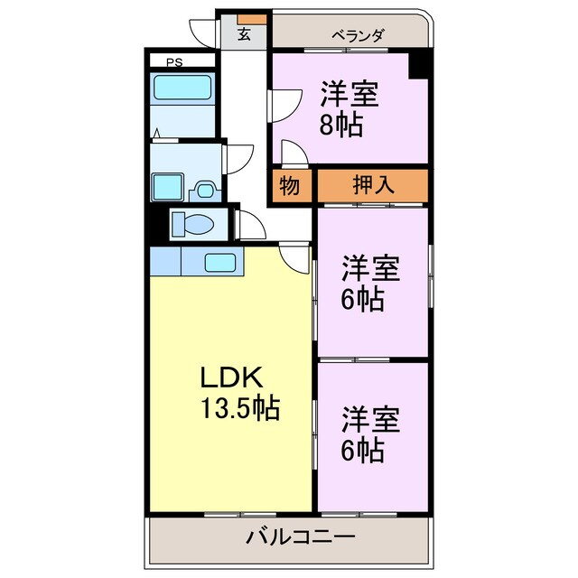 半田第３ロイヤルマンション 4階 3LDK 賃貸物件詳細