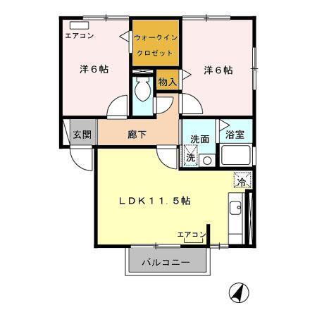 ラフィネＡ 2階 2LDK 賃貸物件詳細