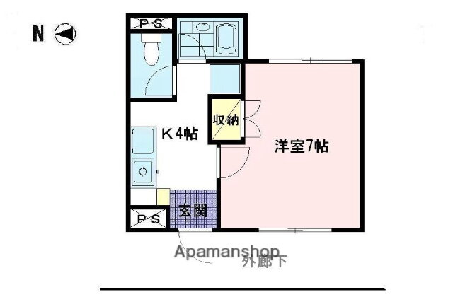 サンライズ・タツカワ 4階 1K 賃貸物件詳細