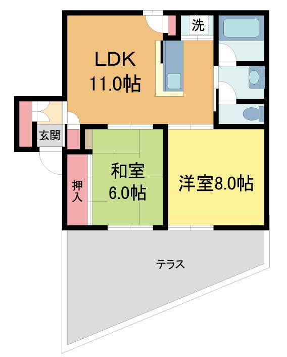 兵庫県宝塚市花屋敷つつじガ丘 雲雀丘花屋敷駅 2LDK マンション 賃貸物件詳細