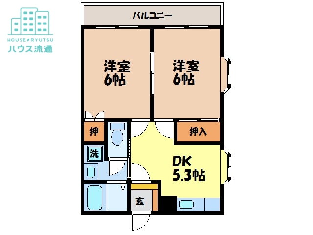 フレイグランス本原 2階 2DK 賃貸物件詳細