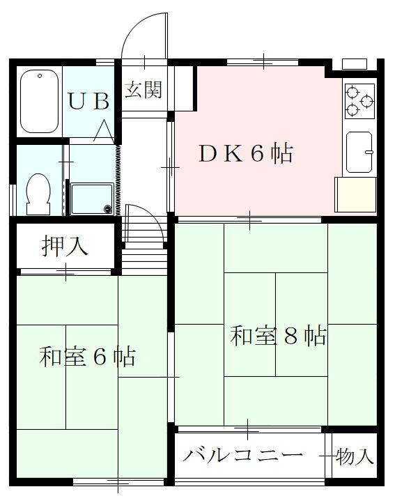 マルワコーポ 2階 2DK 賃貸物件詳細