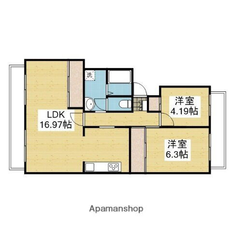 Ｋ’ＳＢ山越ＩＩ 2階 2LDK 賃貸物件詳細