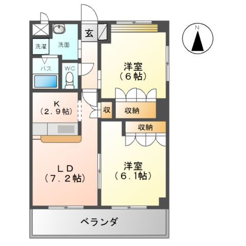 クレストヒルズ 2階 2LDK 賃貸物件詳細
