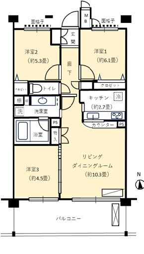 神奈川県横浜市港北区樽町１ 綱島駅 3LDK マンション 賃貸物件詳細