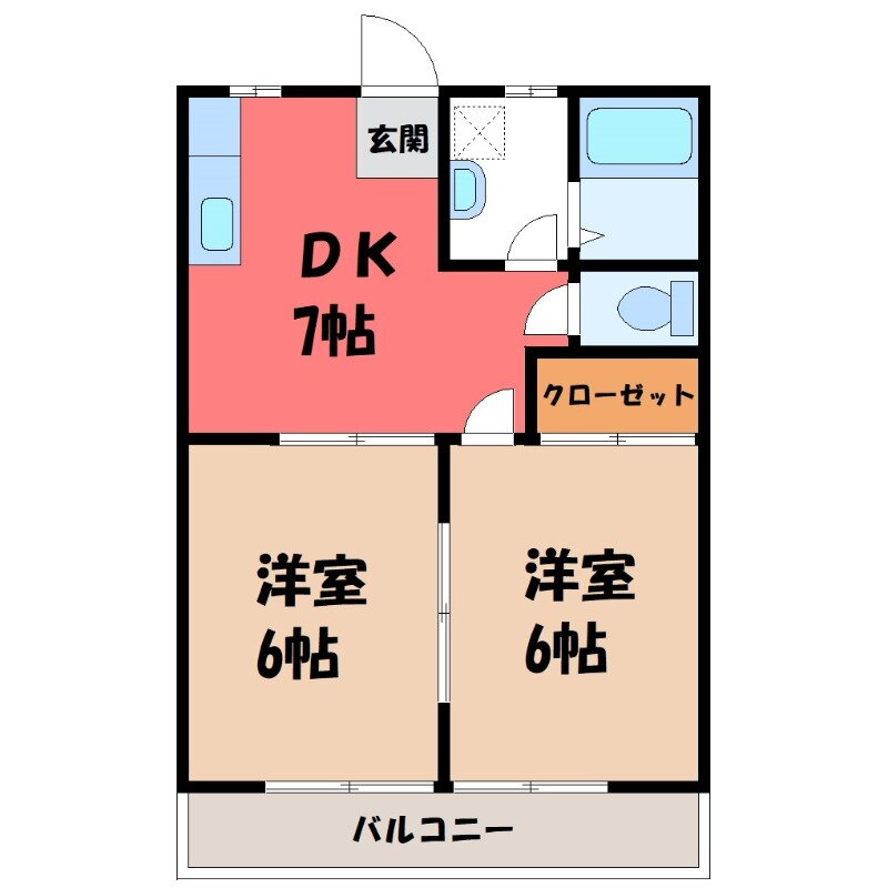 群馬県伊勢崎市富塚町 剛志駅 2DK アパート 賃貸物件詳細