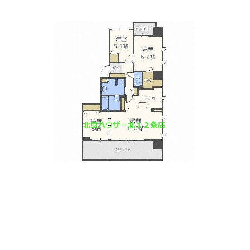 ファインシティ札幌ザ・ノースゲート 6階 3LDK 賃貸物件詳細