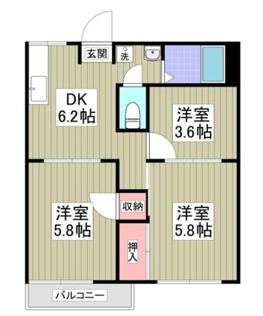 インペリアルハウス 2階 3DK 賃貸物件詳細