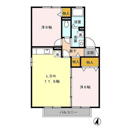 ウィルモア西梶尾　Ａ棟 2階 2LDK 賃貸物件詳細