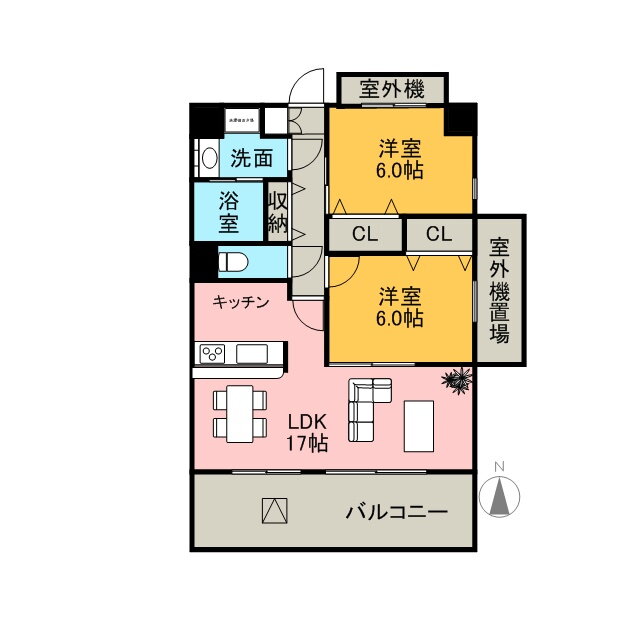 フェリーチャアイオイ 2階 2LDK 賃貸物件詳細