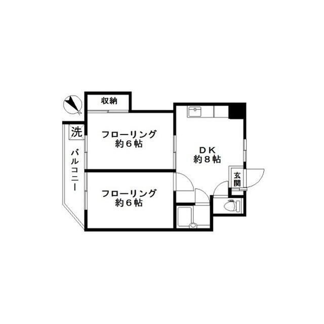 駒形茜日伸ハイツ 6階 2DK 賃貸物件詳細