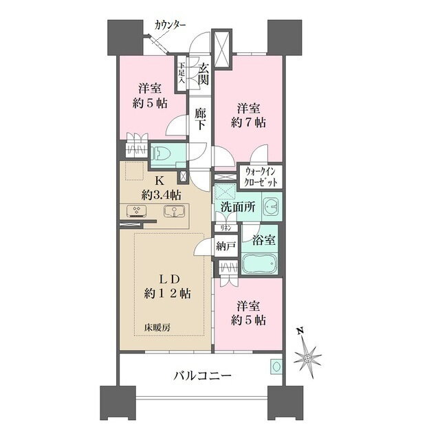 ザ・パークハウス名古屋Ｃ棟 11階 3LDK 賃貸物件詳細