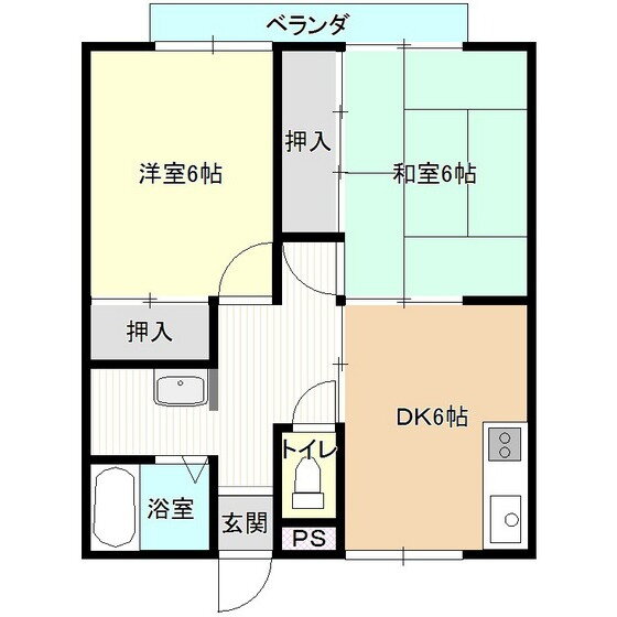 ウエストブルー 2階 2DK 賃貸物件詳細