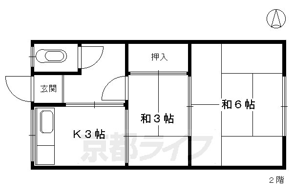 京都府京都市下京区七条御所ノ内西町 西大路駅 2K アパート 賃貸物件詳細