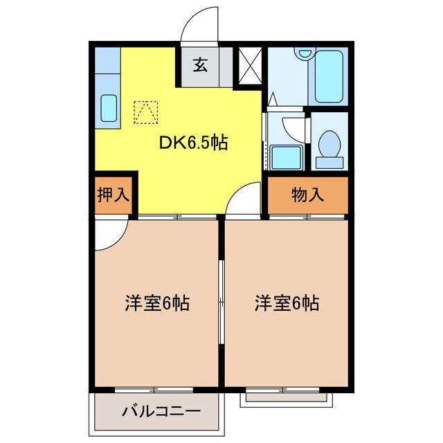 エルディム小柳　Ａ 1階 2DK 賃貸物件詳細