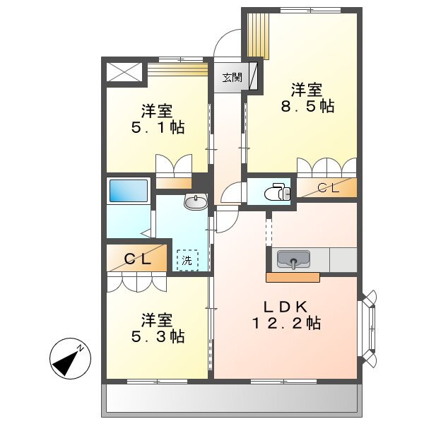 岡山県倉敷市林 植松駅 3LDK アパート 賃貸物件詳細