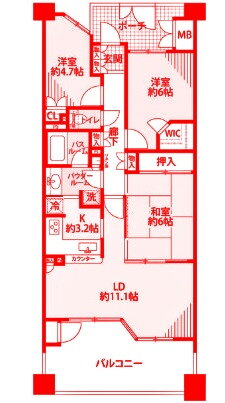 ビーコンヒル能見台センターヒルＦ棟 8階 3LDK 賃貸物件詳細