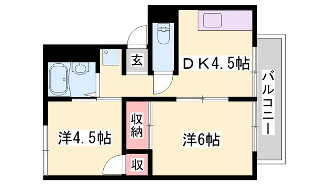 兵庫県姫路市梅ケ枝町 野里駅 2DK アパート 賃貸物件詳細