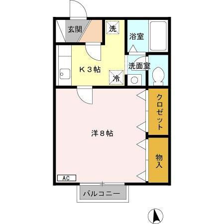 セジュールエトワール 2階 1K 賃貸物件詳細