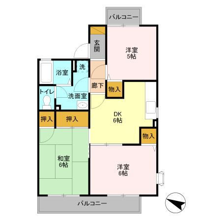 グランディール富士　Ｉ 2階 3DK 賃貸物件詳細